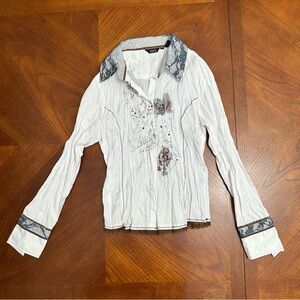 Elegant White Lace Trim Blouse